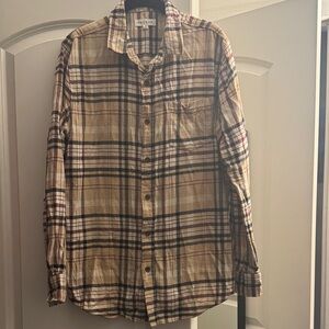 PacSun Beige and Black Plaid Men's Shirt